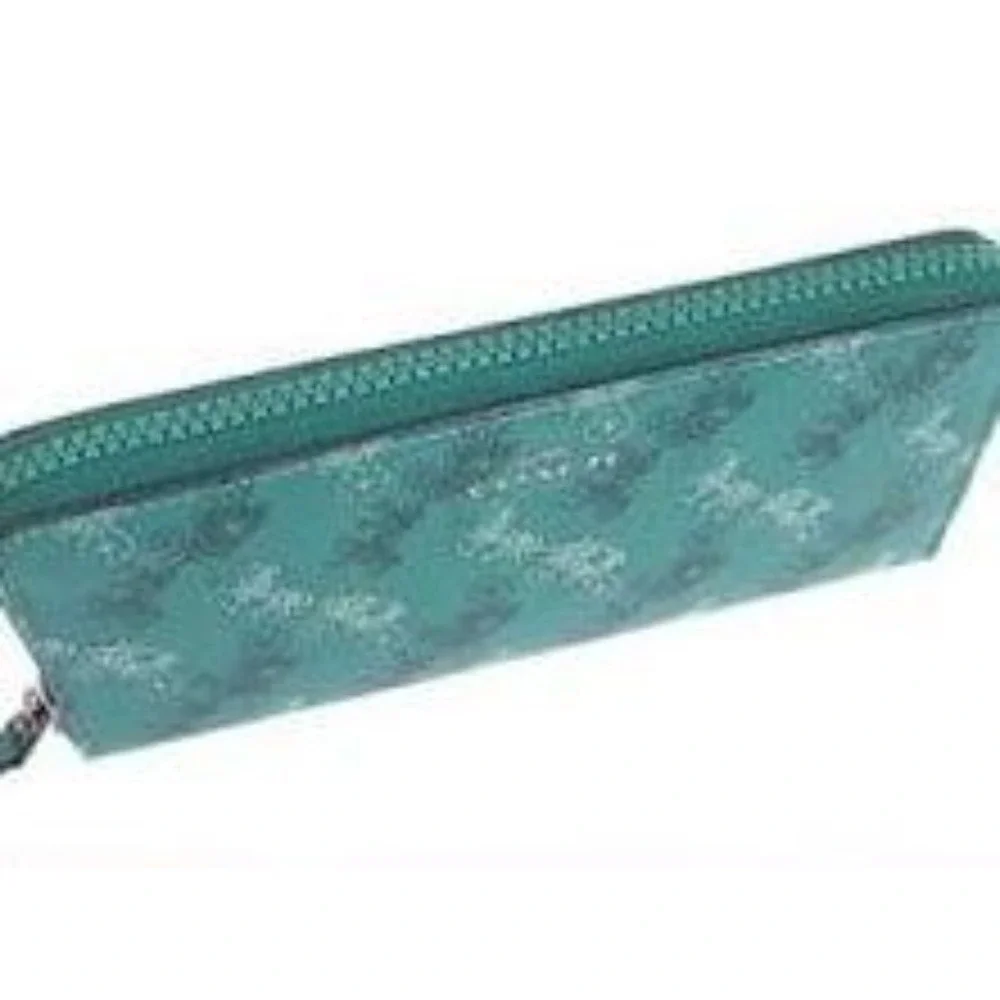 Coach Slim Accordion Zip Wallet With Horse And Carriage Print NEW